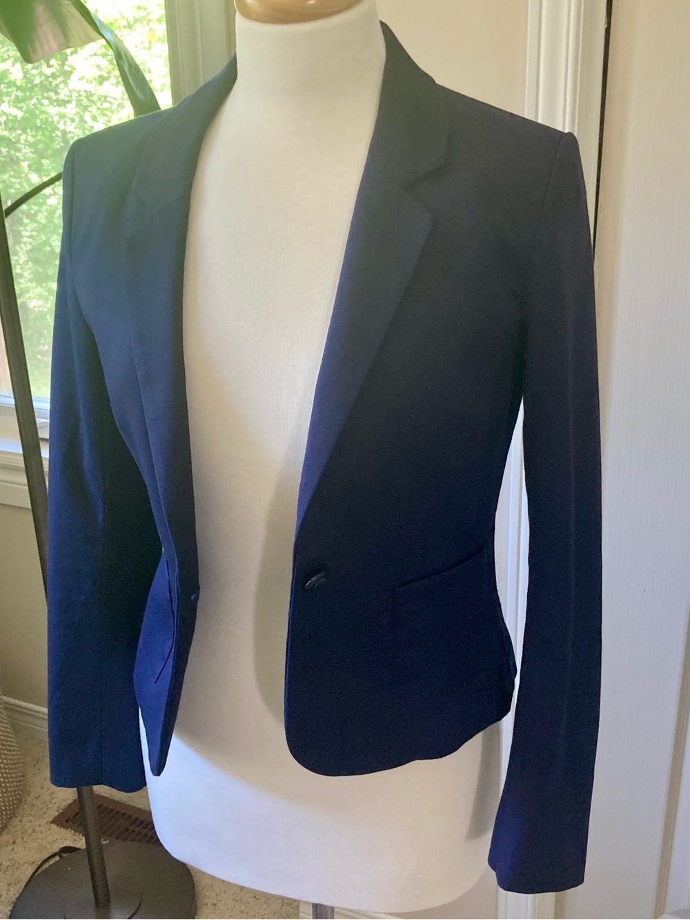 Classic Navy Cropped Casual Blazer, H&M, Size 6